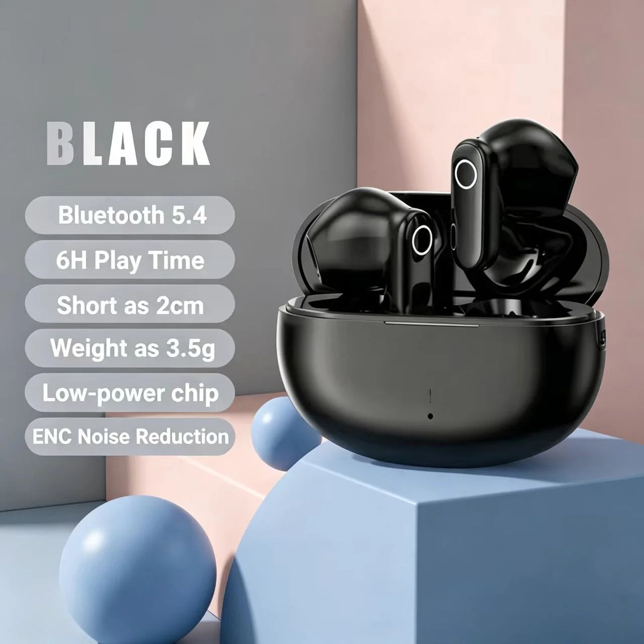OWS Clip On Wireless Earbuds Ultra Light 13MM Driver Low Latency IPX4 Touch Sports Bluetooth Headset