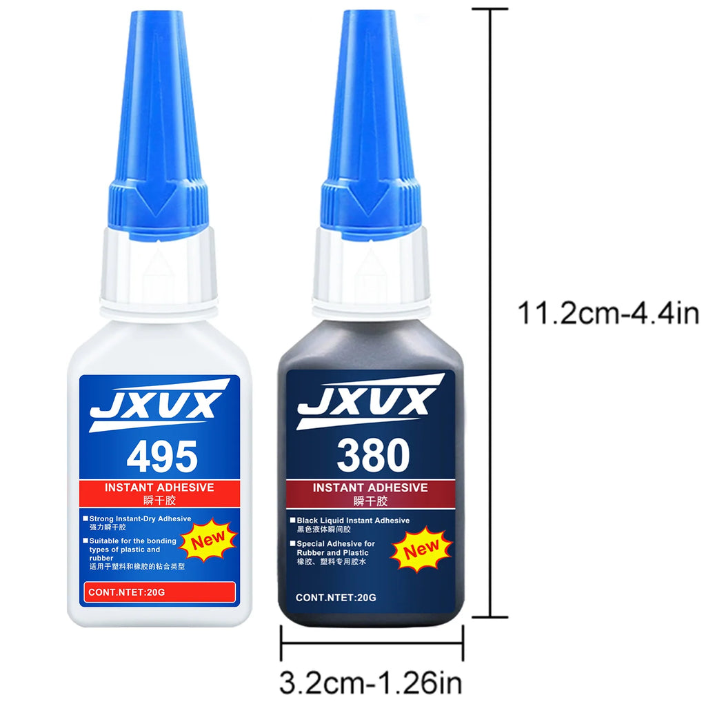 380/495 Black Super Strong Rubber Glue Instant Quick-drying Black Cyanoacrylate 100% Original Adhesive Specially Formulated for Rubber, Leather, Tires, and Plastics Liquid Glue Tool 1-8PCS.