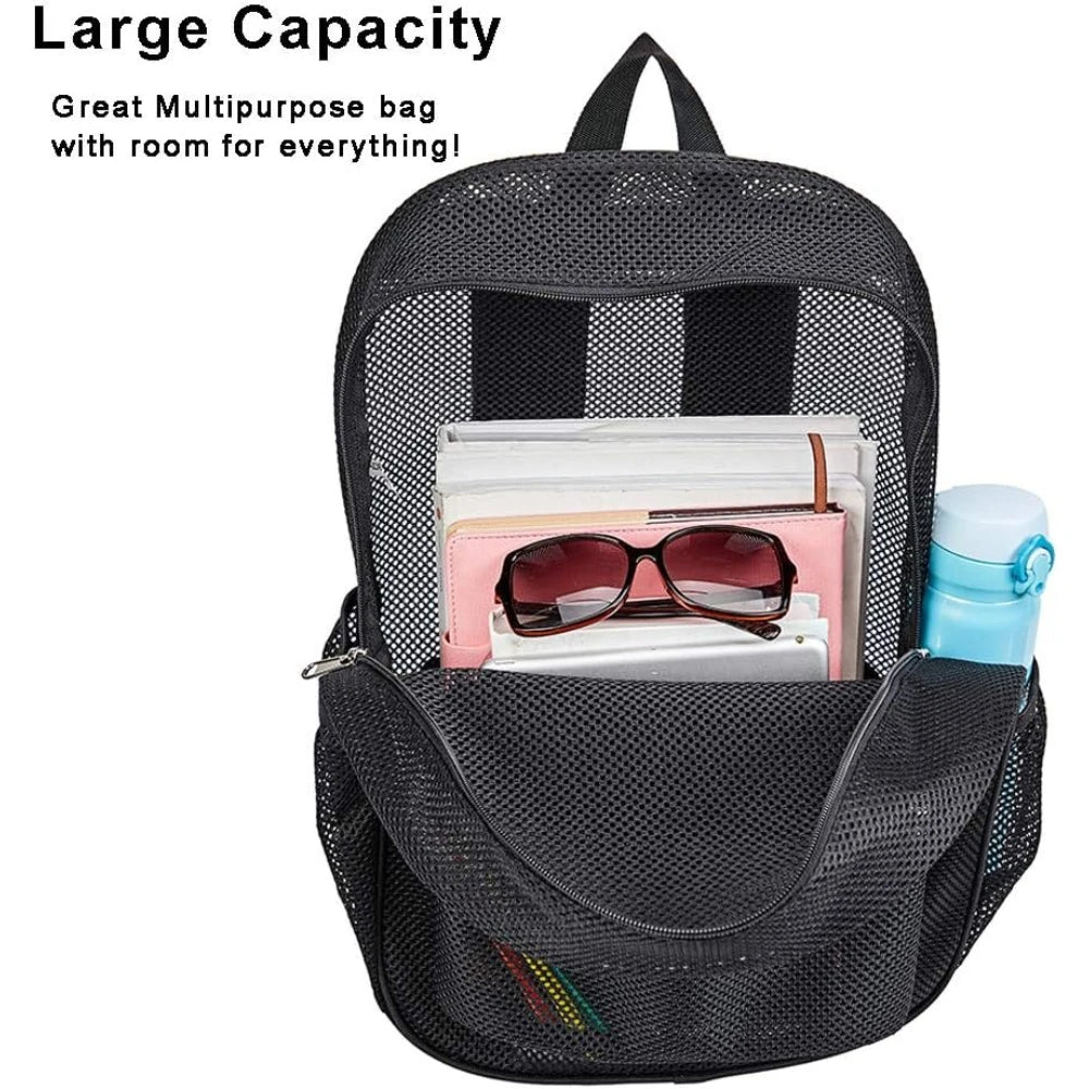 Heavy Duty Mesh Backpack Large See Through Breathable Tear Resistant School Approved Security Bookbag For High School Teens Gym
