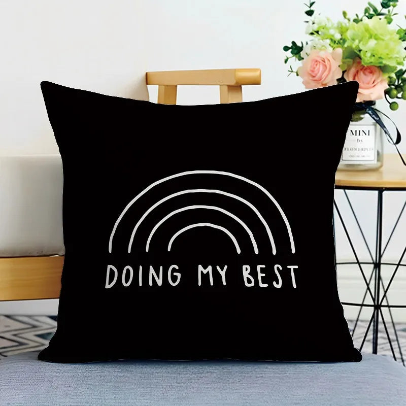 Black and White Ins Style Double-sided Printed pillow cover Short plush Suitable living rooms bedrooms sofas throw cushion cover