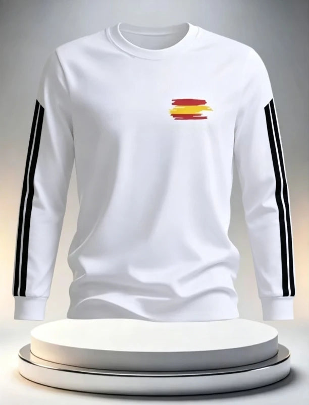 Spanish round neck long sleeved T-shirt quick drying versatile fashion print competition training daily outfit