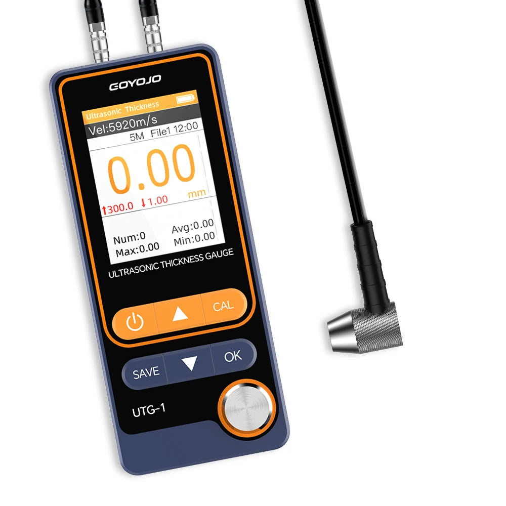 UTG-1 Ultrasonic Thickness Gauge 1-300mm ±0.4% Accuracy for Metal/Steel with Sound Velocity Measurement 1000 Data Storage