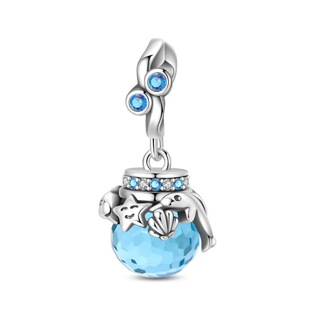 Original Charms Silver Plated Beads Fit Bracelets Charms Diy Women Gift Accessory Magic House Witch Heart Blue Crystal Pendant