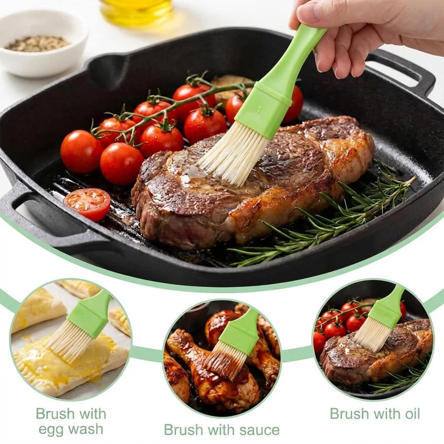 3pcs Oil Brush Kitchen Heat Resistant Baking Barbecue Pastry Tools Non-Shedding BBQ Grill Brush Multifunctional Basting Brush