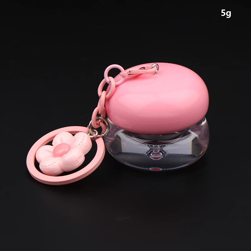 1Pcs 5g Mini Empty Plastic Lip Mask Jars With Keychain Pendant Lip Balm Cans Cream Lip Balm Containers Lipstick Makeup Container