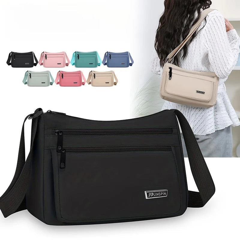 Casual Multi-pocket Crossbody Purse Adjustable Wide Strap, Multi Color Option Bag for Travel Outdoor Leisure City Outings