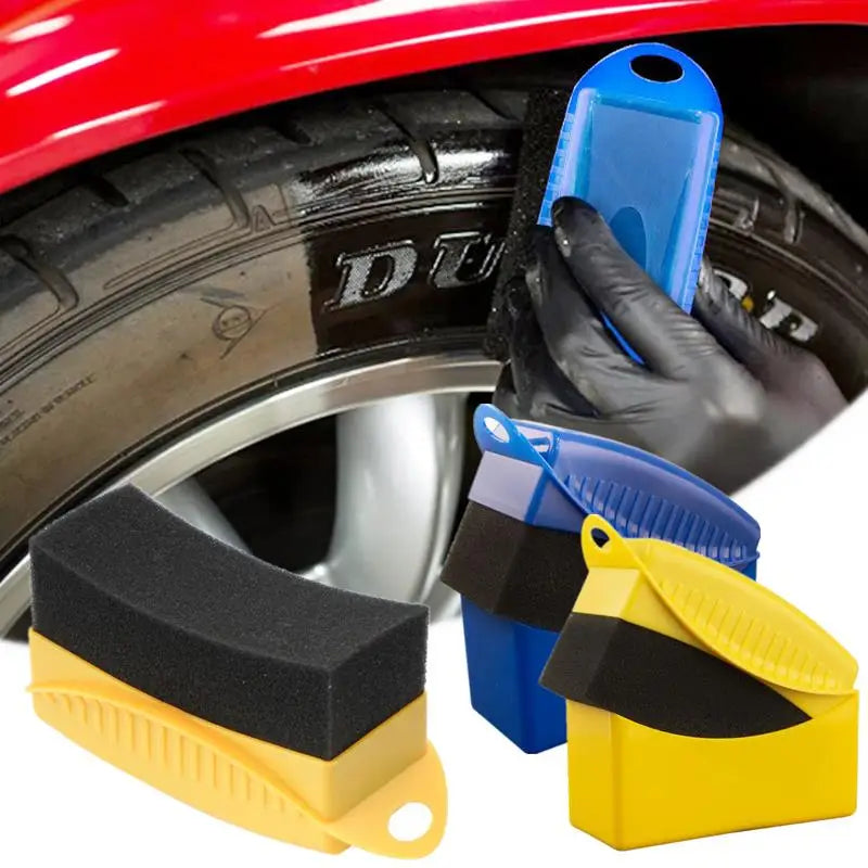 Car Wheel Polishing Waxing Sponge Brush With Cover  Washing Cleaning Tire Contour Dressing Applicator Pads Detail Accessories