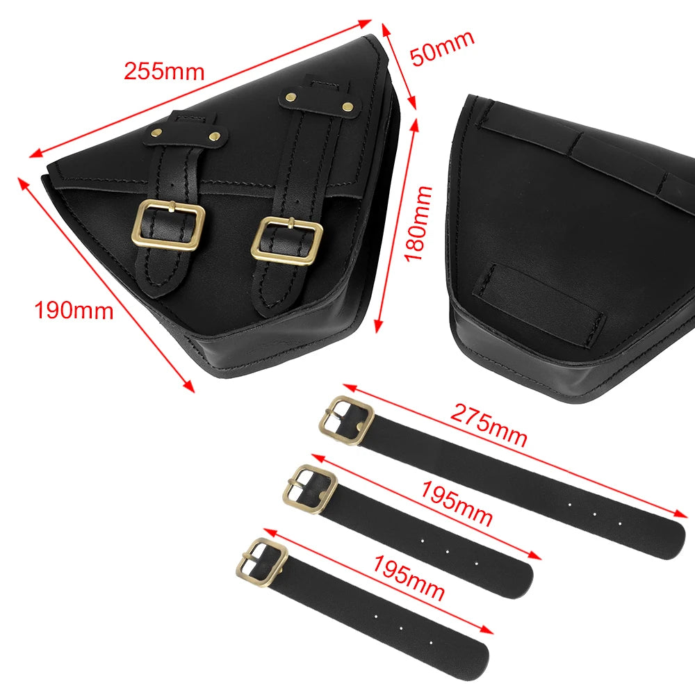 Universal Motorcycle Tool Bag Faux Leather Waterproof Saddlebag Side Pannier Retro Sissybar Pack