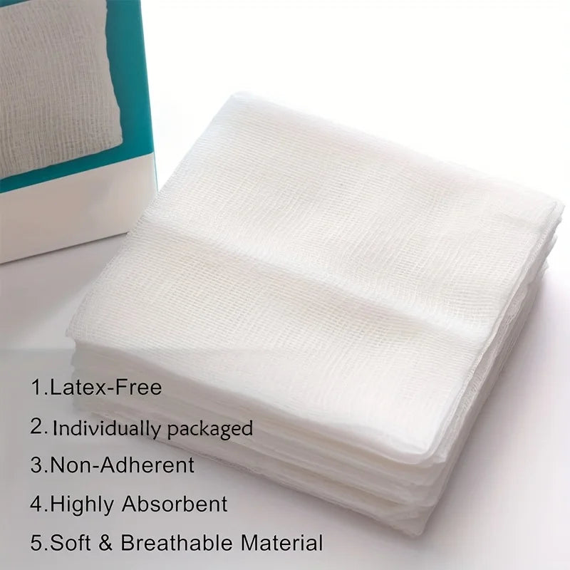 10Pcs Sterile Gauze Pads 7.62x7.62cm Individually Packed Highly Absorbent Soft Non-Woven for Wound Care First Aid Refill
