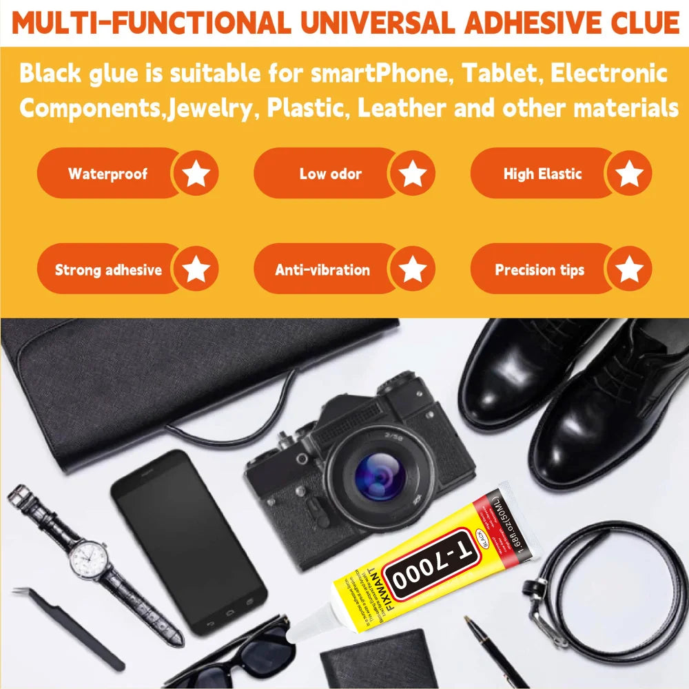 T7000 Glue Black Contact Phone Repair Adhesive for Glass & Plastic, T-7000 Universal DIY Glue in 15ML25ML 50ML 110ML