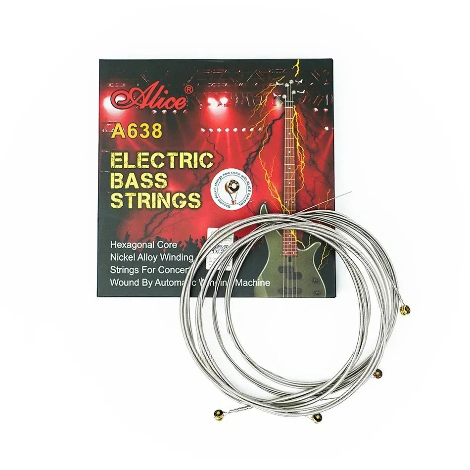 Alice A638 Electric Bass Strings For 4-Strings Bass Professional Light Medium Hexagonal Core Nickel Plated Alloy Winding