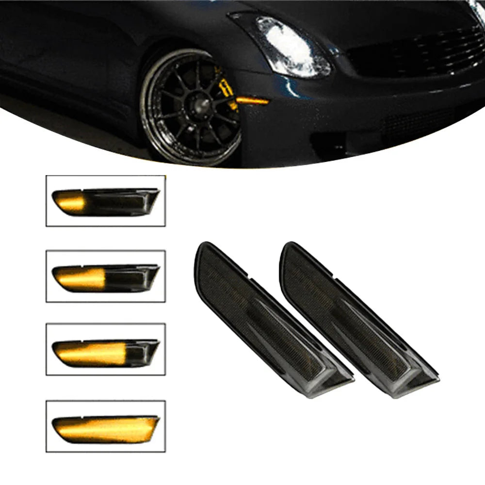 2pcs Car LED Side Lamp LED Dynamic Side Indicator LED Side Marker Lights Car Side Light for Infiniti G35 2-door Coupe 2003-2007