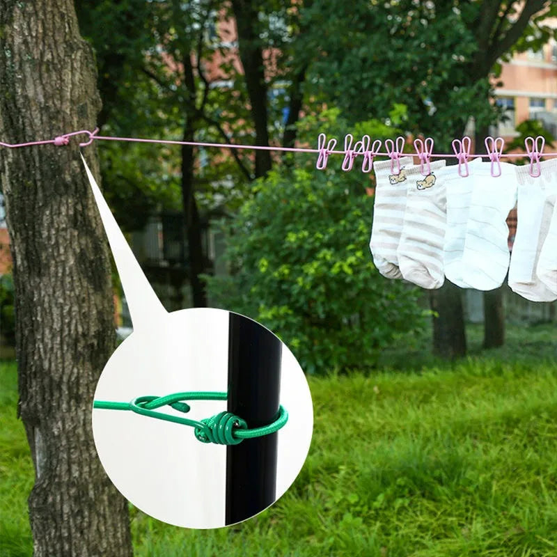 1.8M Portable Retractable Clothesline with Clips Outdoor Indoor Laundry Drying Rack Foldable for Travel Camping Home