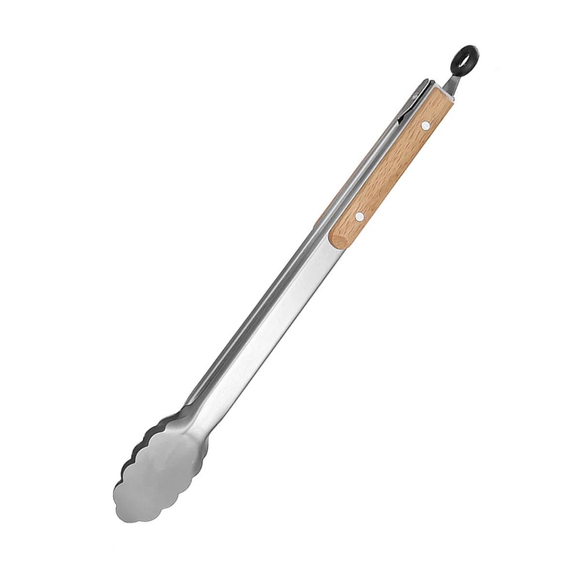 Leeseph Stainless Steel Food Tongs, 7-16 Inch Length, Heavy Duty Kitchen Tongs with Wooden Handle for Cooking, Grilling and BBQ