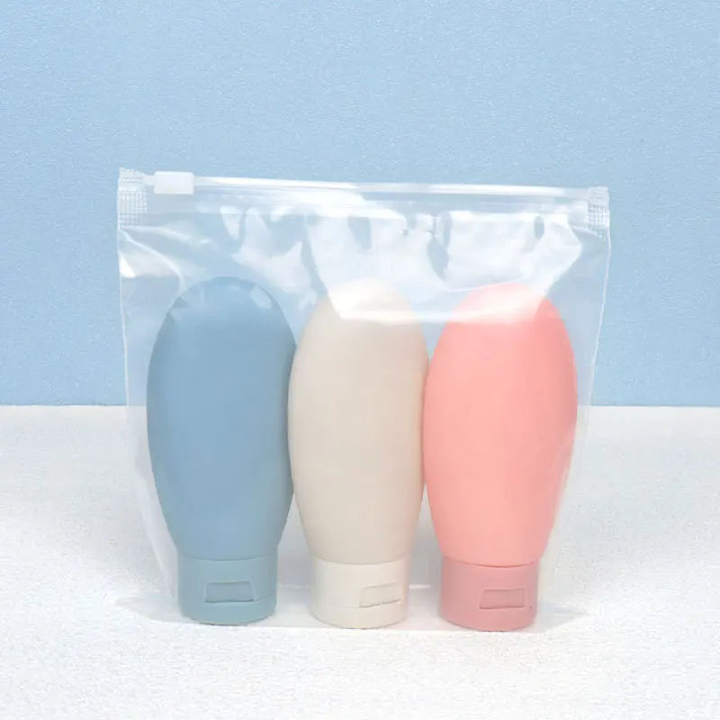 3/4Pcs Refillable Soft Silicone Travel Bottle Set 60ml Lotion Shampoo Squeeze Tube Container Mini Cosmetics Empty Bottle