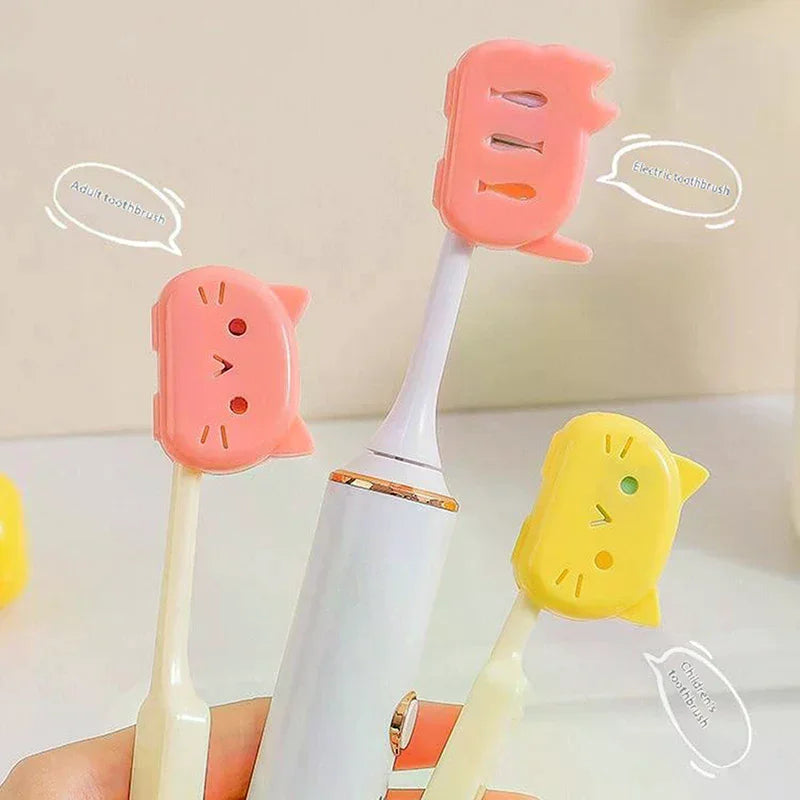 4pcs Cat Shape Travel Toothbrush Head Covers Toothbrush Protector Cap Case Protective Portable Plastic Clip For Household Travel