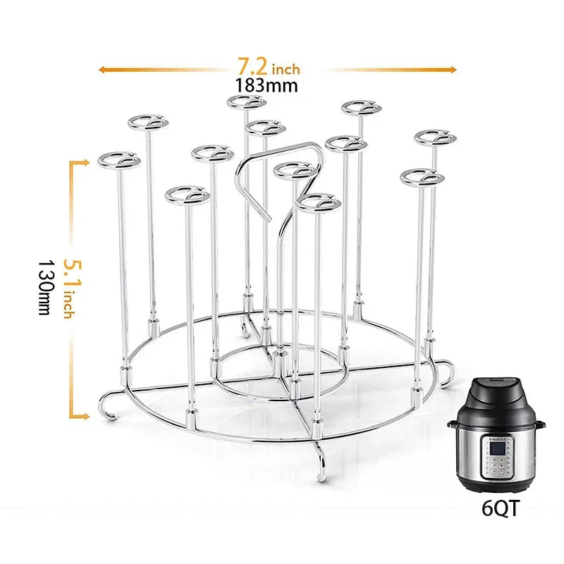 6Qt/8Qt Air Fryer Skewer Stand Stainless Steel Vertical BBQ Skewer Holder Home Kitchen Grilling Tool Air Fryer Accessories