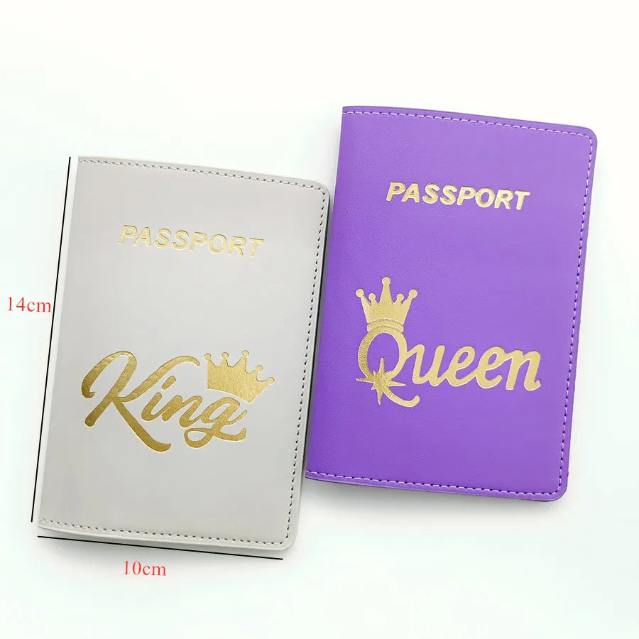 2PCS/Set QUEEN KING Lovers/Couples PU Travel Accessories Passport Case/Cover/Holder for Women or Men