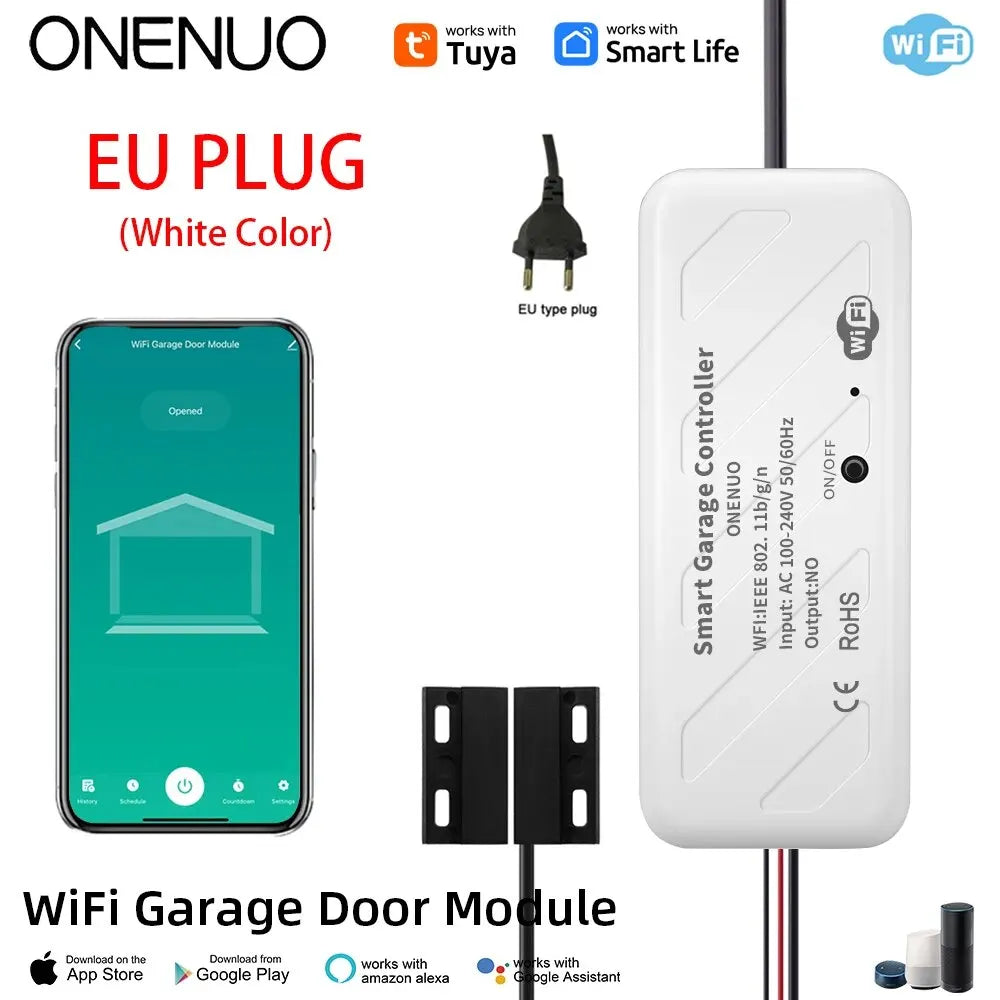 Tuya WiFi Switch Garage Door Controller Smart Door Opener Work with Alexa Google Home Smart Life Tuya APP Control No Hub Require