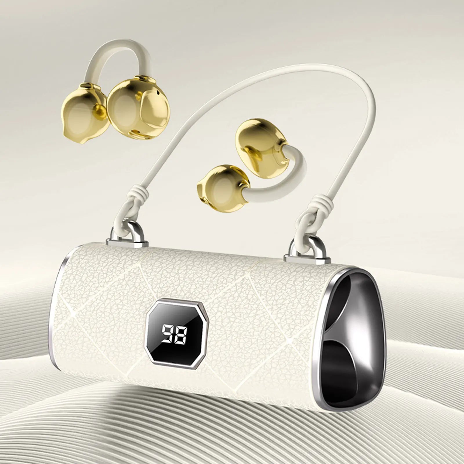 New Open Ear Clip Wireless Bluetooth Earphones with LED Digital Display Charging Case Stereo Sound Headphones for Sports Daily