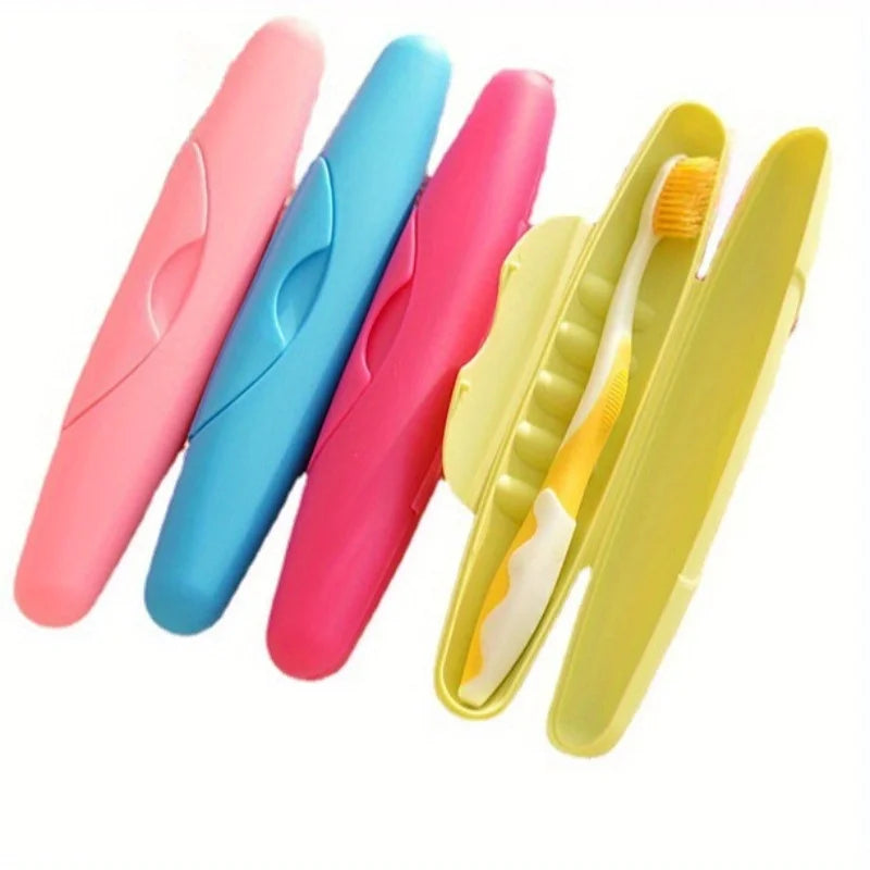 2pcs Portable Travel Toothbrush Case with Solid Color Sealed Lid, Waterproof, Dustproof and Leakproof Toothbrush Holder