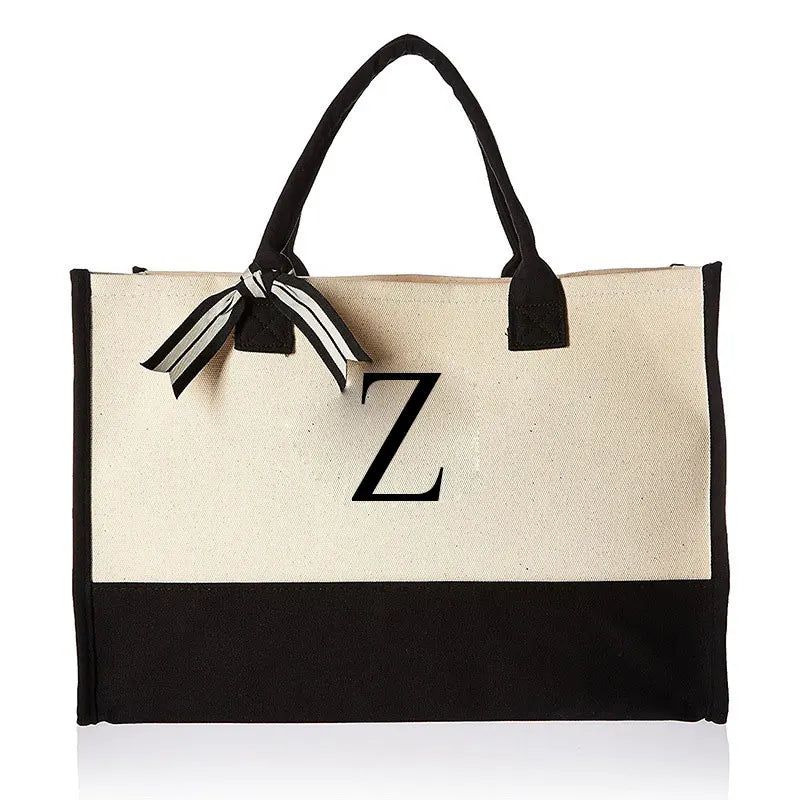 Tote Bag Fashion Canvas Totes Letters Flower Portable Beach Shoulder Shopping Casual Beach Bag Large Capacity Handbag  Wholesale