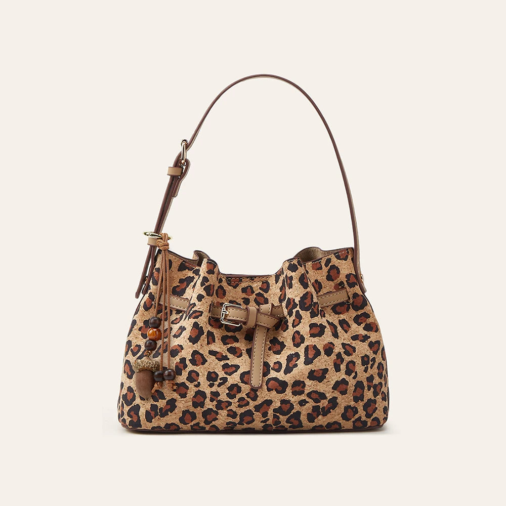 Crossbody Bags Cork Leather National Printing Large Capacity Drawstring Cross Shoulder Bag Mix Color