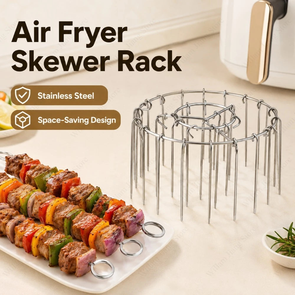 Detachable Vertical Grill Skewer Holder Stainless Steel Support Frame Suitable for 12/24 Barbecue Skewers for Air Fryers Use