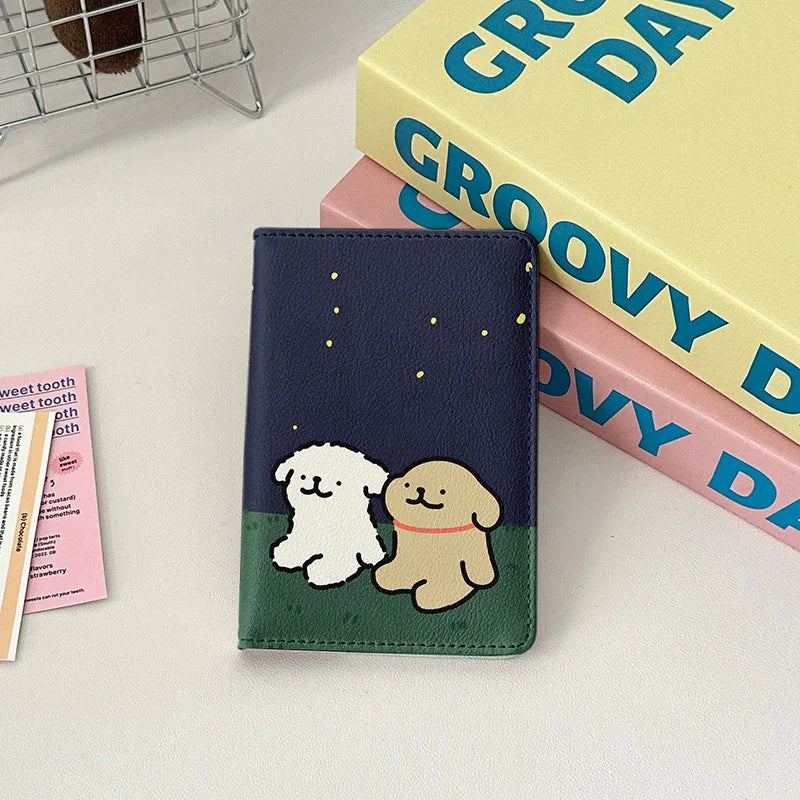 New Graffiti Dog Passport Cover Passport Holder Women Travel Accessories Portable ID Ticket Storage Bank Card Passport Wallet
