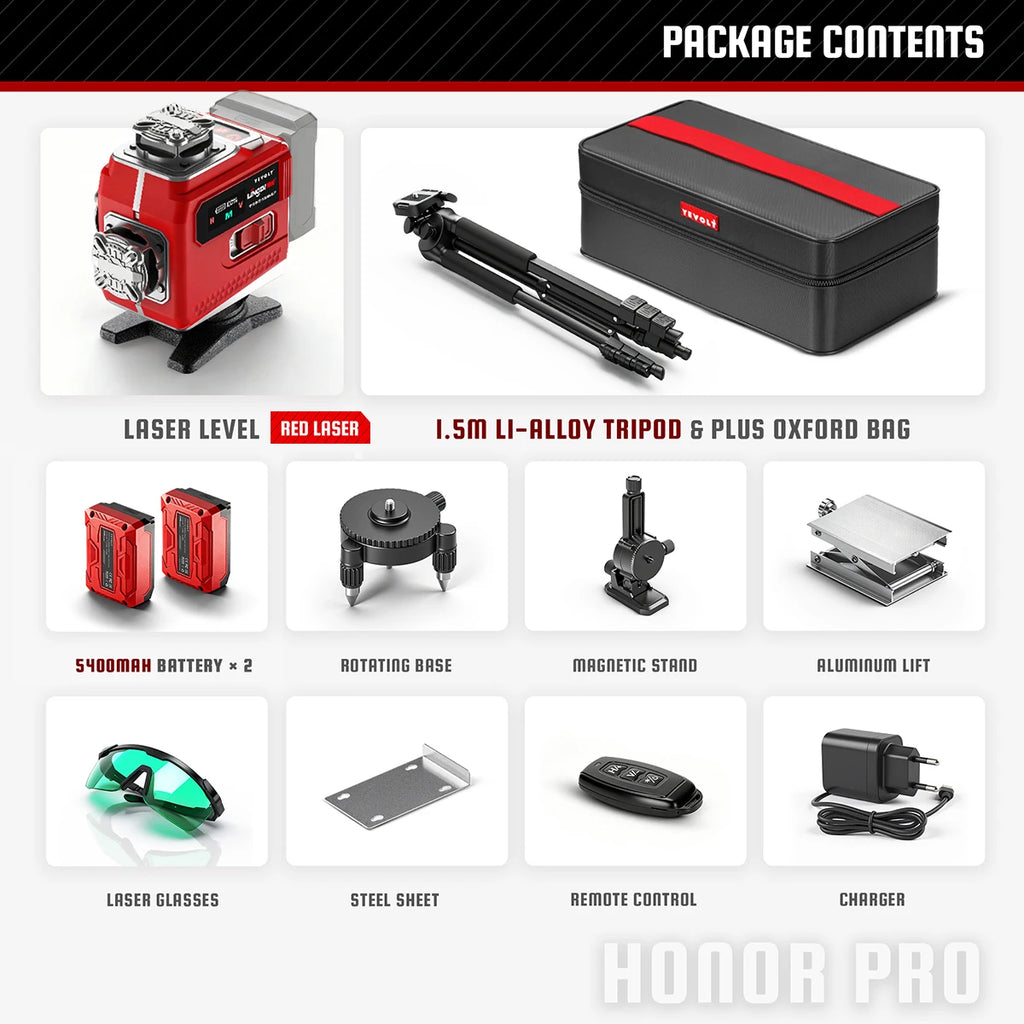 Construction Grade Red/Green Laser Level 16 Lines Self Leveling Strobe Flash Aluminum Base Touch Screen 5000mAh for Wall Work