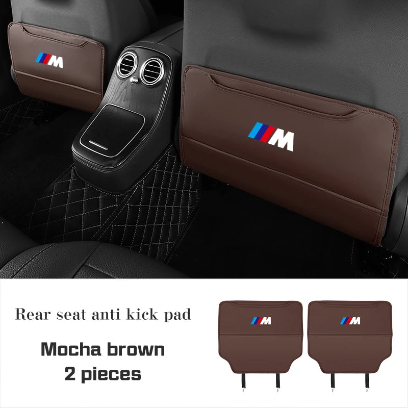 PU leather Car Seat Anti Kick Pad For BMW M M3 M4 M5 E46 E90 E92 F15 F20 F07 F40 F30 G30 G01 G02 G05 Protect Cover Storage Bag