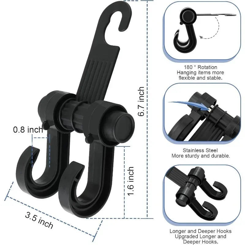 2Pcs Universal Car Seat Back Storage Hook Sundries Hanger Bag Holder Multifunction Car Hooks Vehicle Storage Organizer