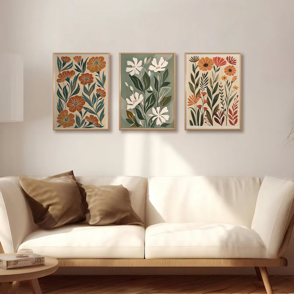 Bohemian Abstract Floral Canvas Printing Spring Wildflower Plant Wall Art Posters for Modern Living Room Bedroom Home Decor