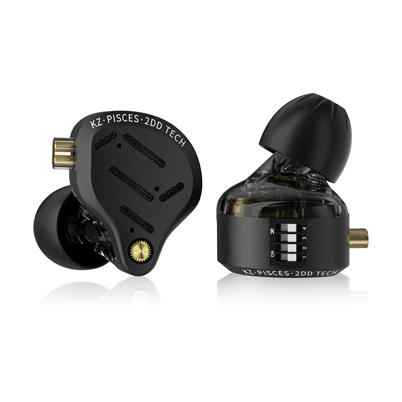 KZ Pisces Dual Dynamic Drive Unit Earphones With Sound Adjustment Switch Two Versions In Ear Earbuds