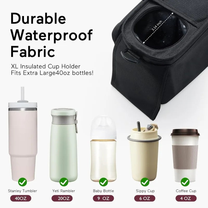 Baby Stroller Carry Bag Large Capacity Mummy Storage Bag Phone Bottle Holder Pram Diaper Bags Stroller Accessories for Travel