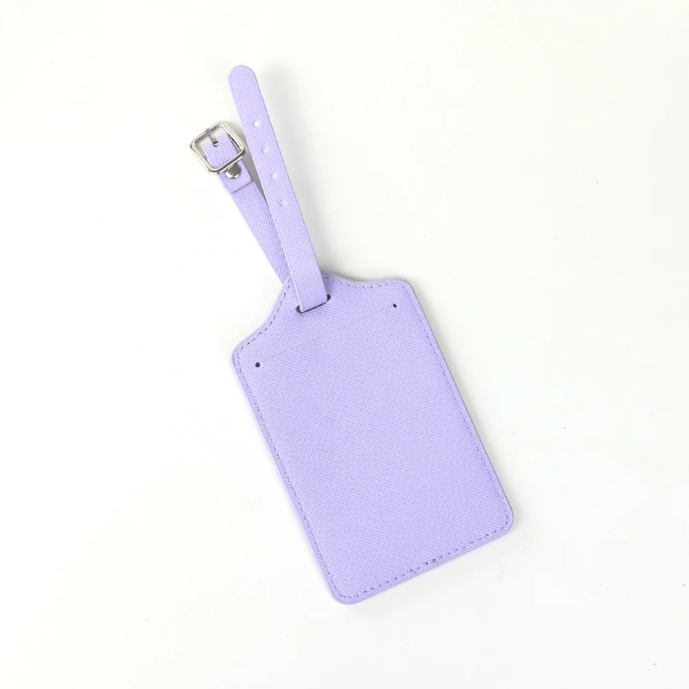 Customized name PU leather half-round luggage tag set with cross-patterned genuine leather travel case label pendant