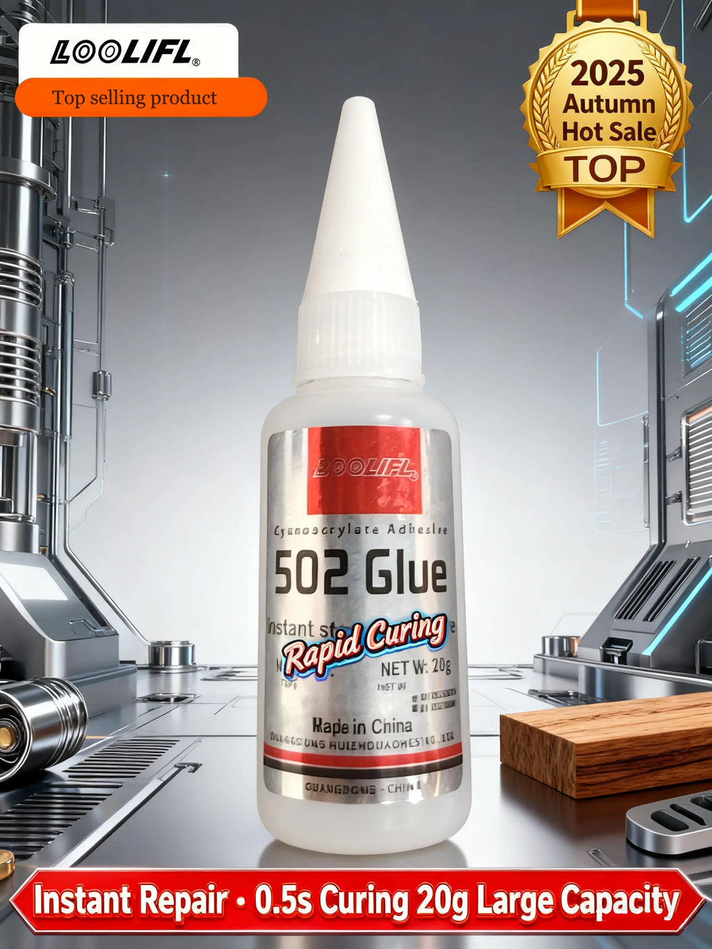 502 Super Adhesive - Quick Drying Cyanoacrylate, Suitable for Leather, Rubber, Metal, Strong Adhesive, Colorless and Transparent