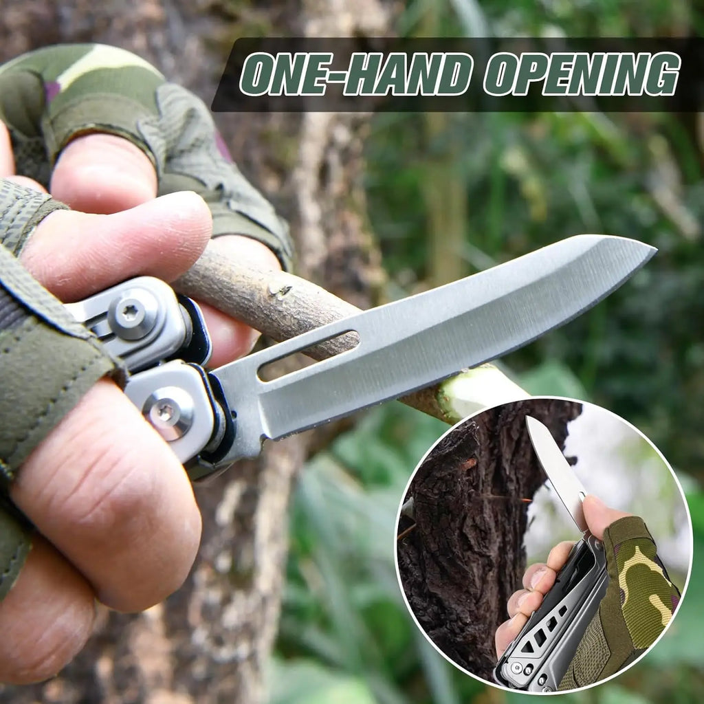 Multitool Stainless Steel Multi-Tool Pliers 22-in-1 with Safety Locking, Pocket Knife, Bottle Opener, EDC Equipment With Pocket Clip for Survival, Camping, Hunting and Hiking.