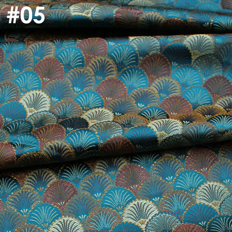 50x75cm Brocade Jacquard Fabric Ginkgo Leaf Design Faux Silk Material For Hanfu Mongolian Robe Cheongsam Costume DIY