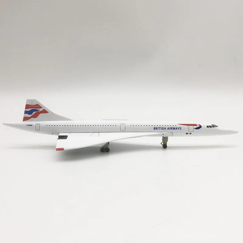 20cm British Airways Concorde Airplane Model Toy Alloy Metal 1/300 Scale Aircraft with Wheels Collected Gift By Aviation