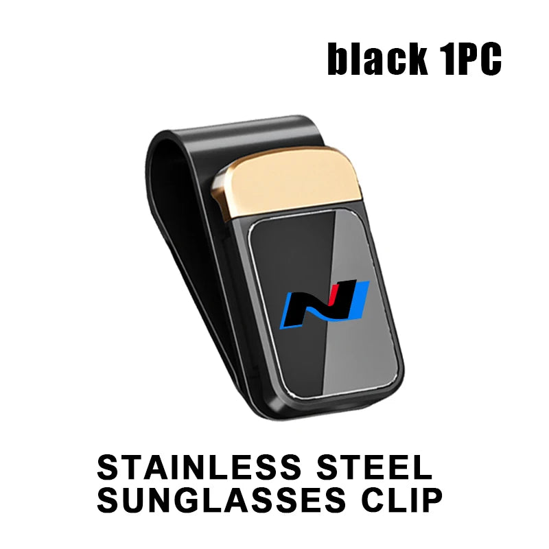 Car Stainless Steel Card Ticket Holder Sun Visor Glasses Clip For Hyundai N Line i20 i30 Sonata Tucson Azera Elantra Veloster
