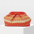 2026 Summer New Design Orange and Red Gradient Zigzag Pattern Knitted Clutch Bag Ethnic Style Bohemian Pleated Cloud Clasp Bag