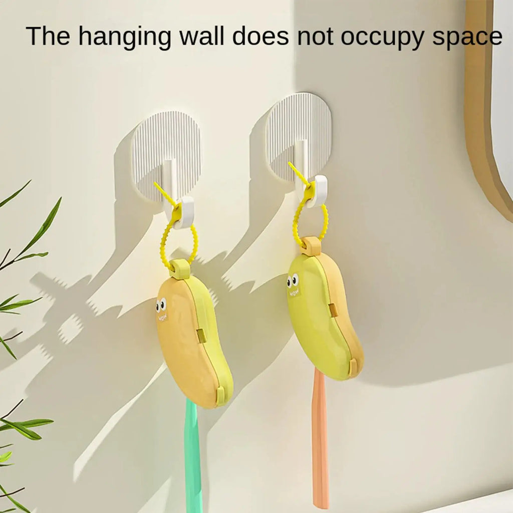 Banana Shaped Silicone Travel Toothbrush Holder Built-in Toothpaste Dispenser Portable Dustproof Toothbrush Storage Case