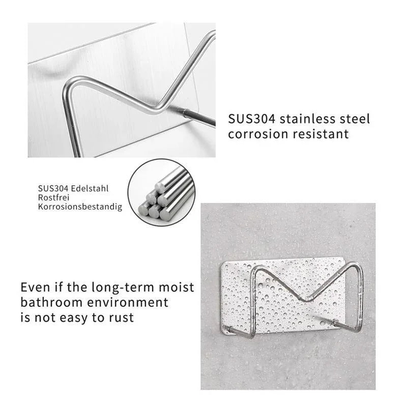 1 Pcs Stainless Steel Sink Sponges Holder Kitchen Self Adhesive Drain Drying Shelf Kitchen Accessories Storage Holder Wall Hooks