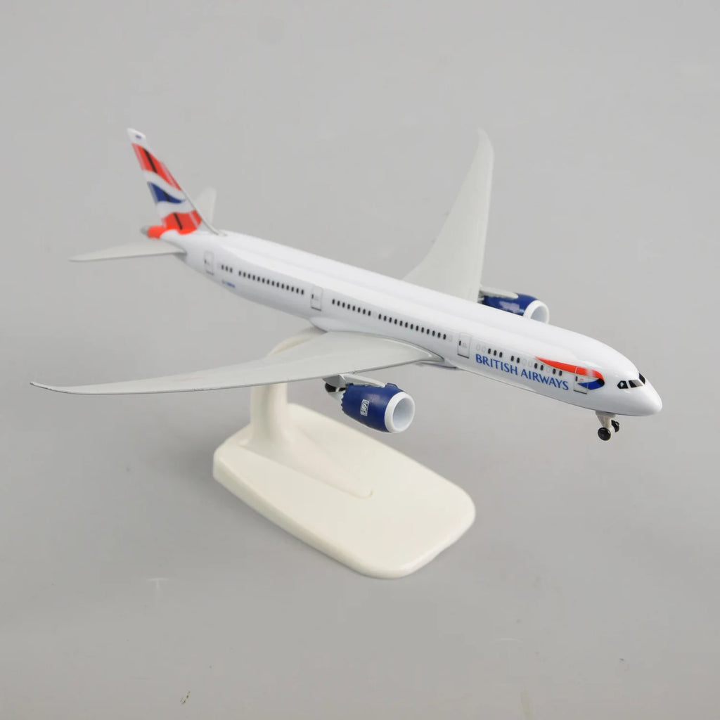 1/300 Scale 20cm Britain B787 Diecast Metal Airplane Model Toy Kits with Stand for Collections Displays or Boy Gift