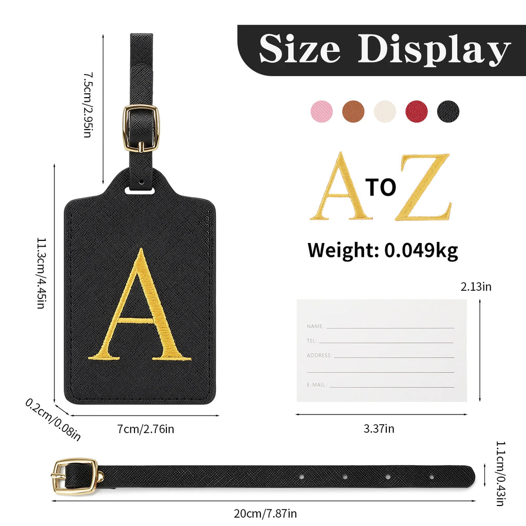 Premium Leather Business Luggage Tag Luggage Address Label Carry-on Luggage Label Name ID and Address Folder Travel Accessories