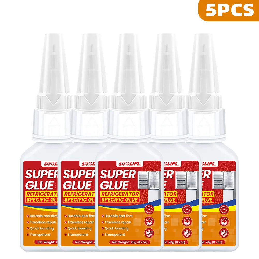 LOOLIFL 20g1-5pcs Special Adhesive for Refrigerator, Cyanoacrylate Adhesive Super Glue, Used for Repairing Refrigerator Drawers.