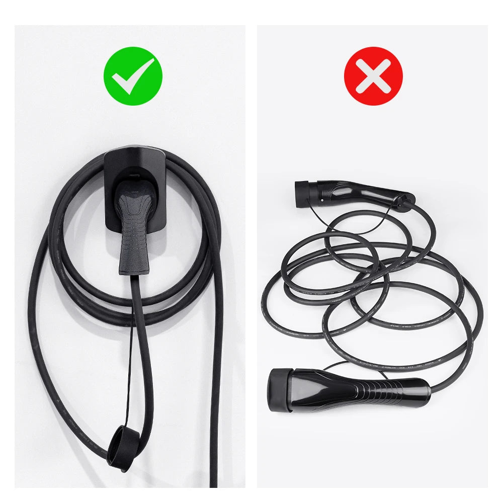 IPENGEN EV Charger Holder For Type 2/Type 1 j1772 Connector Socket Extra Protection Wallbox Electric Car Charging Cable Bracket