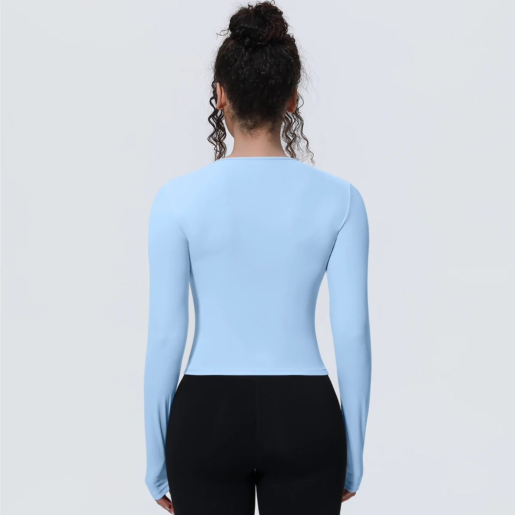 Woman's Yoga Long Sleeved Gym Sports Running Top Slim Breathable Soild Color Fitness Top Running Shirts Gym Top Yoga Sport Top