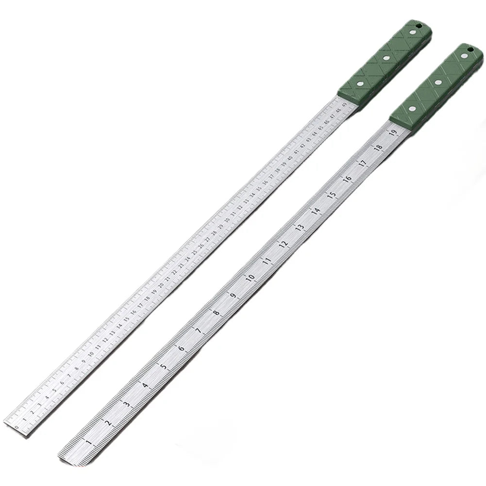 5mm Manganese Steel Measuring Ruler Non-Slip Handle Straightedge Tool For Workshop Construction Layout And Equipment Repair